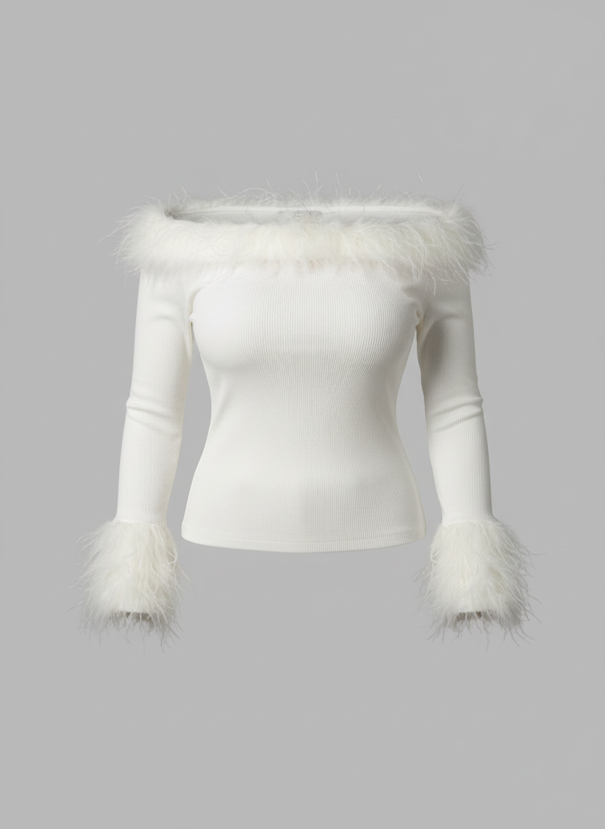 Fluffy Off-Shoulder Top