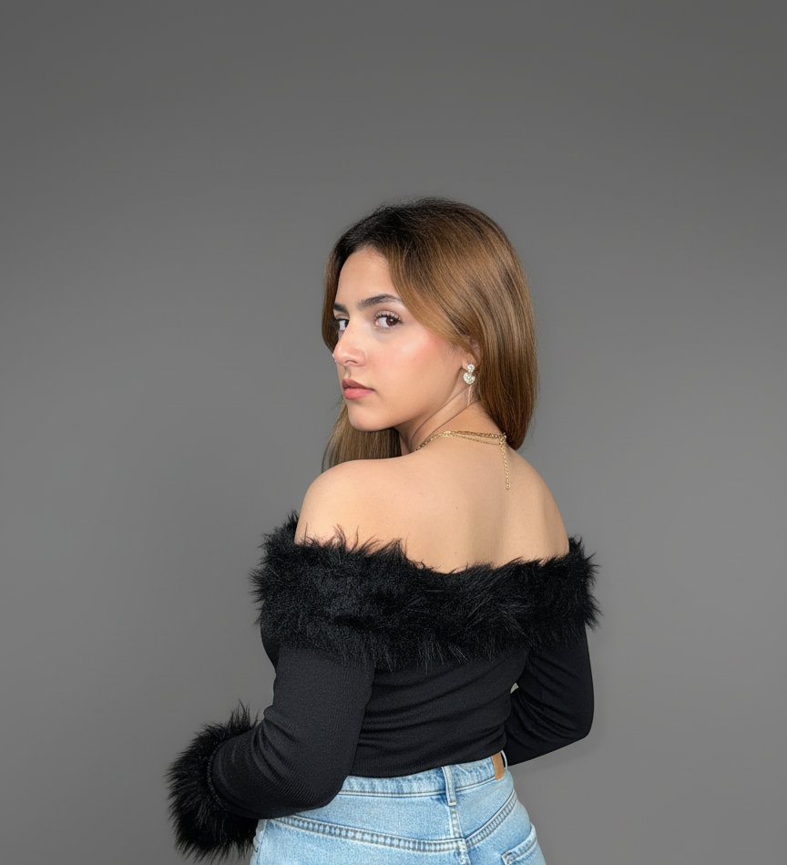 Fluffy Off-Shoulder Top