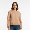 Bomber Textured Jacket-Beige