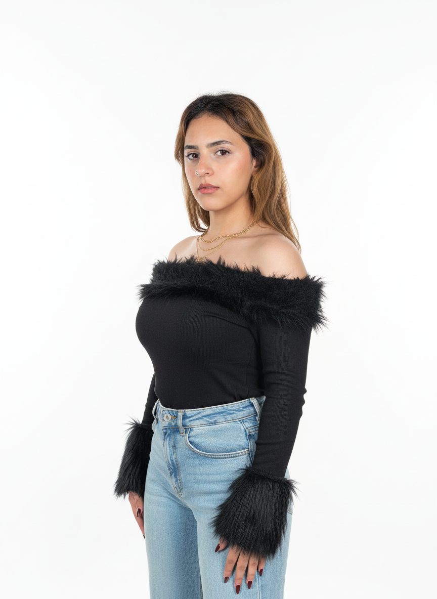 Fluffy Off-Shoulder Top