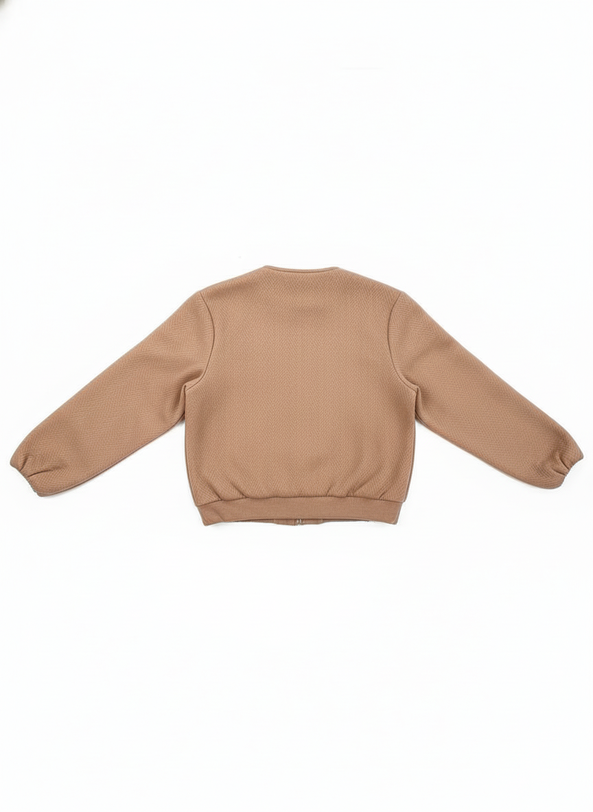 Bomber Textured Jacket-Beige