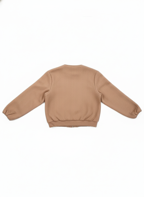 Bomber Textured Jacket-Beige