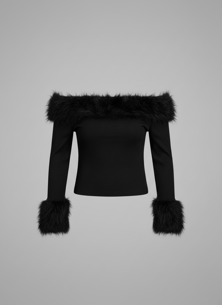 Fluffy Off-Shoulder Top